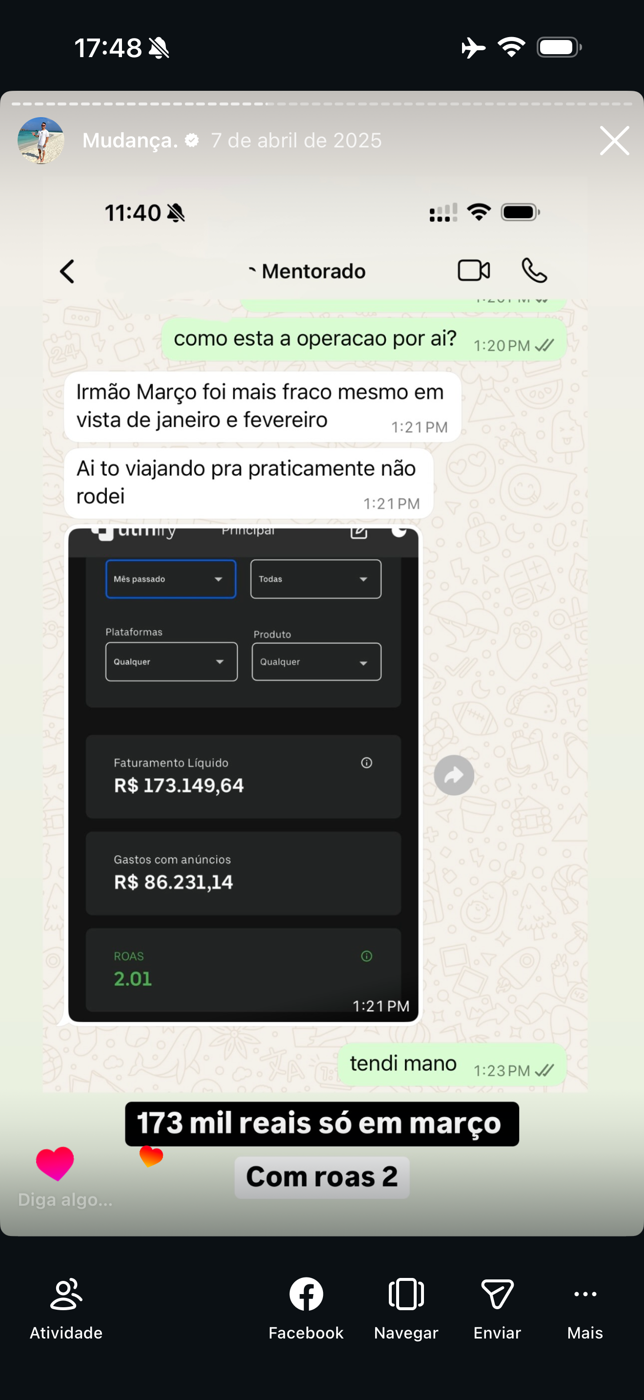 Aluno fazendo 173 mil reais em 1 mês